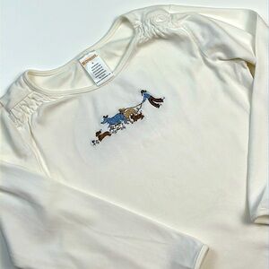 Gymboree Girls Long Sleeve Tee with embroidered dogs